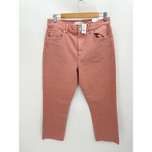 LOFT Jeans Women NWT 28/6 Pink The High Waist Straight Leg Cropped Cotton Blend
